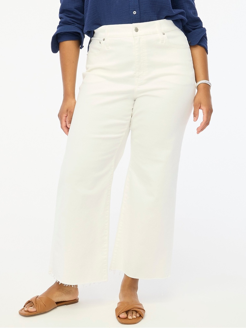 J. Crew Tall Wide-leg cropped jean in all-day stretch Seashell White Size 34 NWT